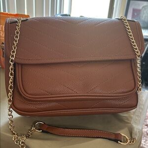 Elegant Brown Vegan Leather Shoulder Bag
